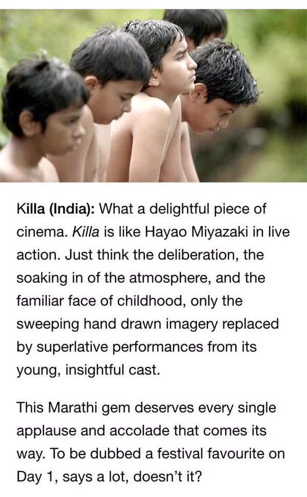 Reproducing what I wrote about the lovely Marathi film Killa in my MFF diary for rediff. Watch & get wowed. http://t.co/56UvZlsSwk